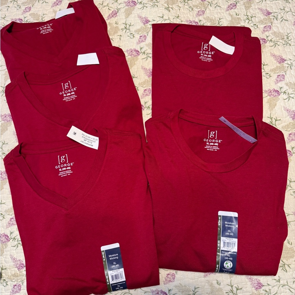 5 George Red Short Sleeve Tees Lot